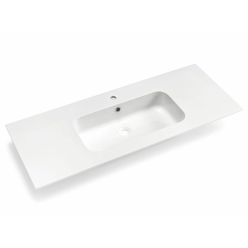 005302 - Mobile bagno sospeso base 120 LIA Noce con inserti in vetro  specchio Fumè e lavabo 