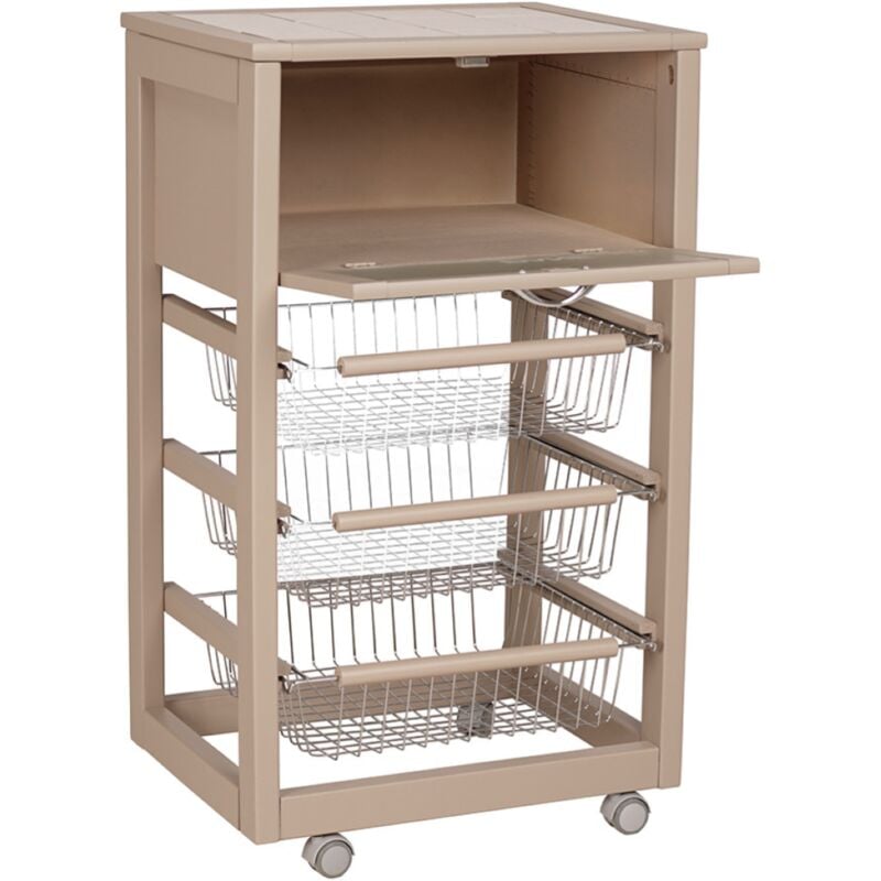 Carrello PRESTIGE LUSSO portapane e portafrutta con ruote e piano con  mattonelle, GRIGIO