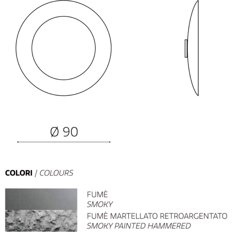 Specchio tondo con cornice in vetro temperato effetto martellato D90 cm  NIDRA Fume