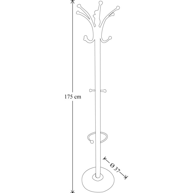 Appendiabiti da terra 175 cm Nero - 16 ganci e portaombrelli