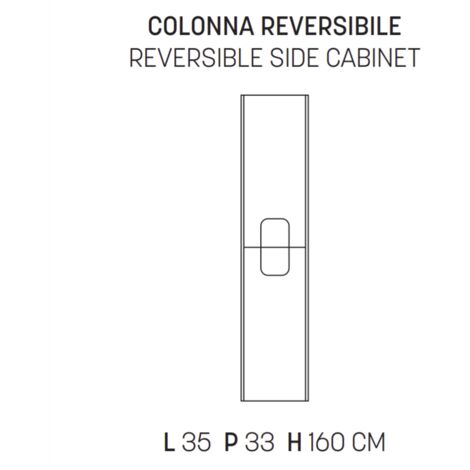 Colonna Bagno Sospesa 1 Anta Reversibile - Grigia, Dimensioni 35x18x69,5 Cm, Con Ripiano Interno Regolabile, Legno Nobilitato