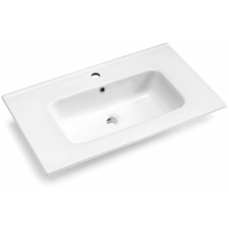 Mobile bagno sospeso BALI 80 cm e specchio LED Quercia Naturale