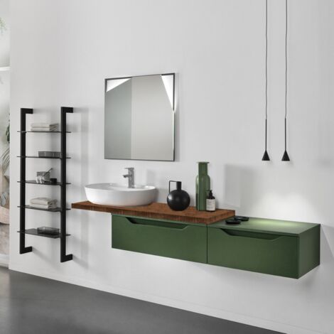 bagno Completo 2 moduli con lavabo da appoggio e Specchio Led - Mixi a