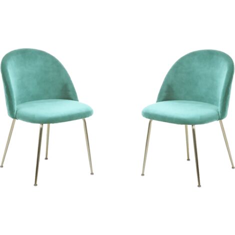 Sedia poltroncina in velluto Acquamarina con gambe in metallo Oro - PARIS 2 sedie (1/4)