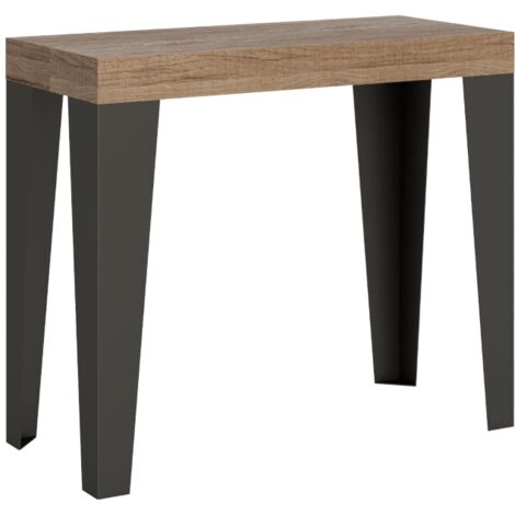 Consolle allungabile 90x40/196 cm Flame Small Premium Quercia Natura telaio Antracite (1/4)