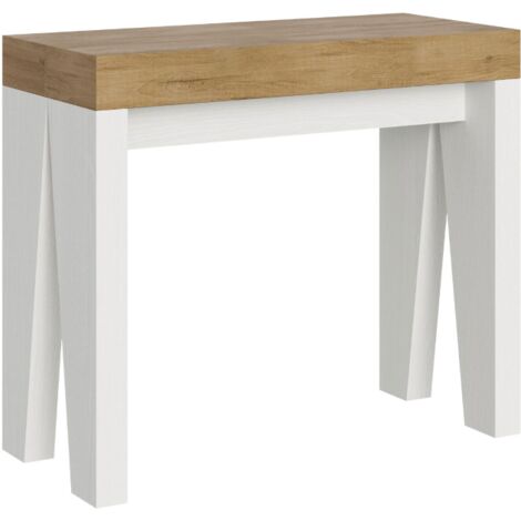 Consolle allungabile - NAXY MIX - Dimensioni: 90x40/300 - Colore: Quercia Natura-Bianco Frassino