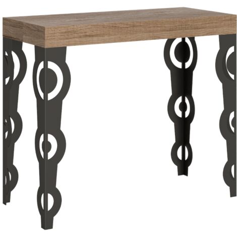 Consolle allungabile 90x40/196 cm Karamay Small Premium Quercia Natura telaio Antracite (1/4)