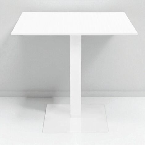 Tavolo bar ristorante 80x80 cm base bianca piano laminato Bianco frassino H 75