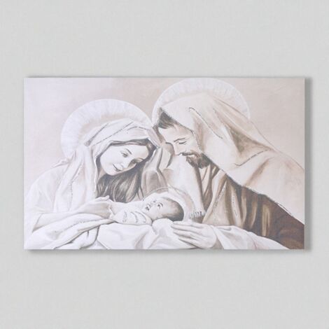 Lupia Quadro Sacra Famiglia Su Tela - Stampa Moderna 52x122 Cm Per Soggiorno E Camera