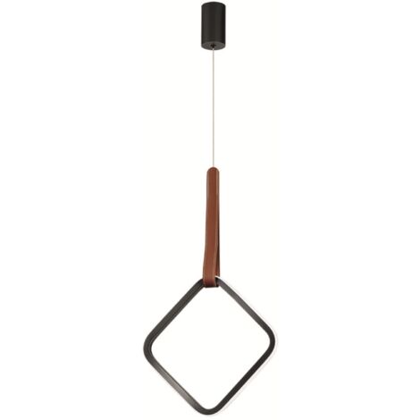 Lampada a sospensione Led REGOLI in metallo D33 cm con elemento in ecopelle SQUARE (1/4)