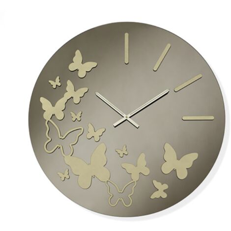 Orologio da parete rotondo D60 cm in cristallo Bronzo BUTTERFLY