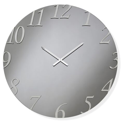 Orologio D80 cm rotondo in cristallo Fume' e numeri Argento - AUSTIN (1/2)