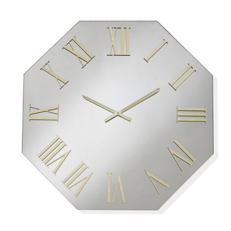 Orologio ottagonale 60x60 cm in cristallo Chiaro e numeri Oro - DYLAN