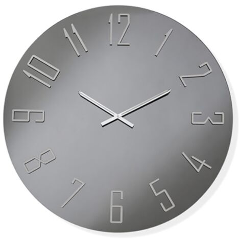Orologio OZIAS rotondo D80 cm in cristallo Fume' e numeri Argento (1/2)
