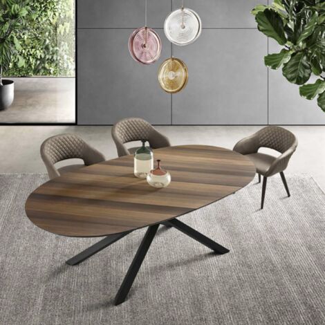 Tavolo ovale fisso con piano Eucalipto 210 cm RON (1/5)