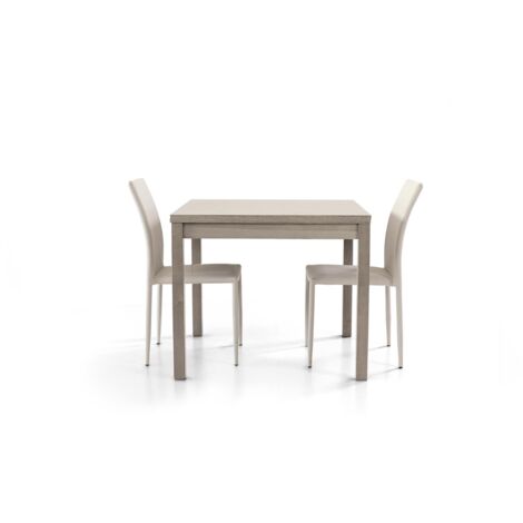 Tavolo quadrato 90x90 allungabile a 180 cm apribile a libro in finitura Rovere Grigio