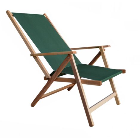 Sdraio relax mare in legno richiudibile con tela VERDE
