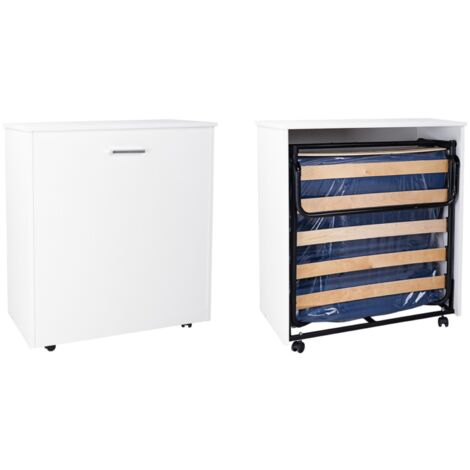 Letto a scomparsa estraibile salvaspazio con materasso 80x180 Bianco Frassino