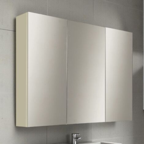 Specchio contenitore bagno a 3 ante 80xh60 cm in legno Tortora Opaco