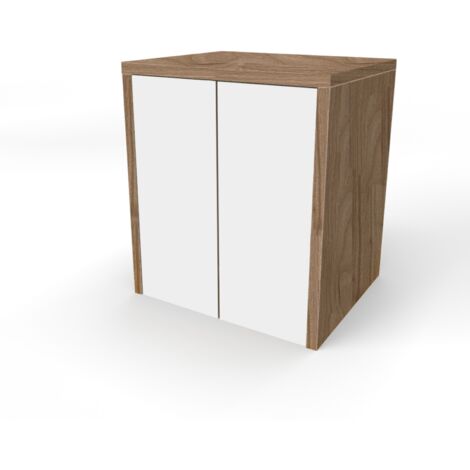 Mobile coprilavatrice in legno 79x91 cm 2 ante Bianco e struttura Noce