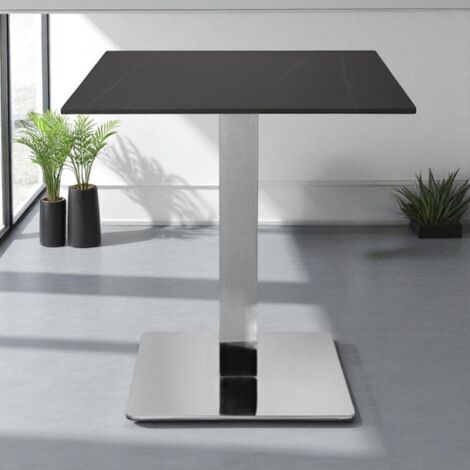 Tavolo bar pub ristorante 70x70 cm base argento Top per esterno effetto Marmo Nero H 75
