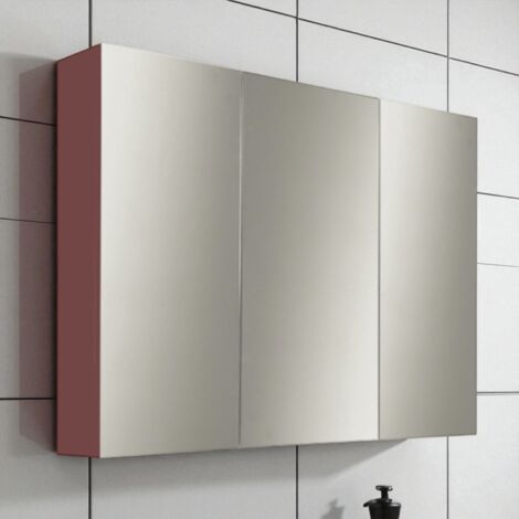 Specchio contenitore bagno a 3 ante 80xh60 cm in legno Ruggine Opaco