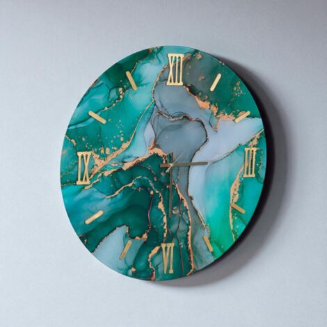 Orologio rotondo D65 cm in vetro temperato effetto marmo Verde -  MAXMA