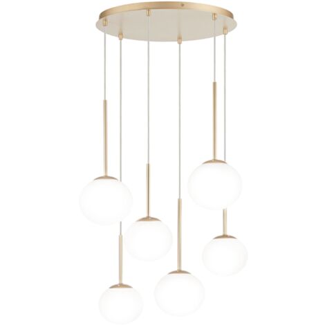 Lampada a sospensione JEWEL in metallo e vetro soffiato 55 cm 6 Luci verticale Oro (1/2)