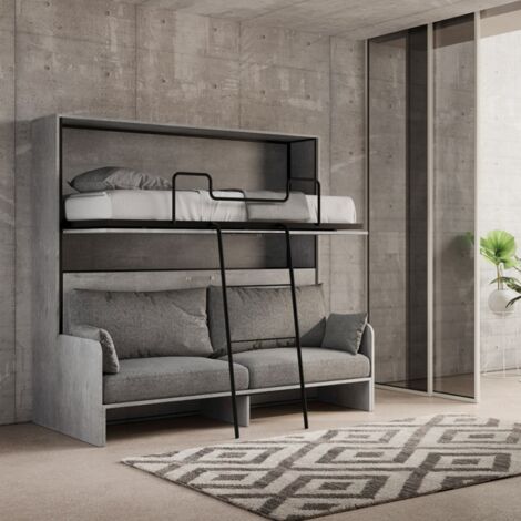 Letto a castello a scomparsa orizzontale DIBE Sofa' Cemento 200x103xh191 cm