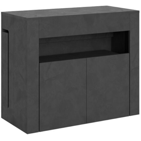 Consolle allungabile 90x42/302 cm ELIA con panca inferiore Antracite Spatolato (1/3)