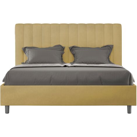 Letto matrimoniale e rete 160x190 in microfibra ocra Agueda (1/4)