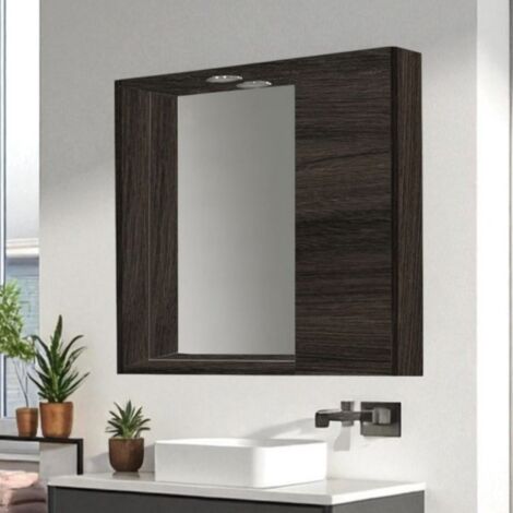 Specchiera bagno 60 cm 1 anta liscia e luce LED Olmo Caffe'