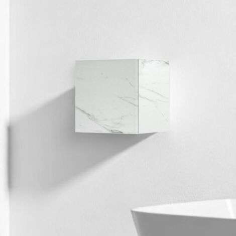 Pensile cubotto sospeso con anta Marmo Bianco 30x30 cm (1/3)