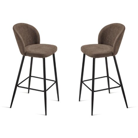 Sgabello in tesssuto Marrone con struttura in metallo MEGGIE 2 pezzi