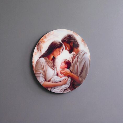 Quadro in vetro temperato D65 cm moderno Bianco - Sacra Famiglia (1/4)
