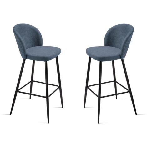 Sgabello in tesssuto Blu con struttura in metallo MEGGIE 2 pezzi (1/5)