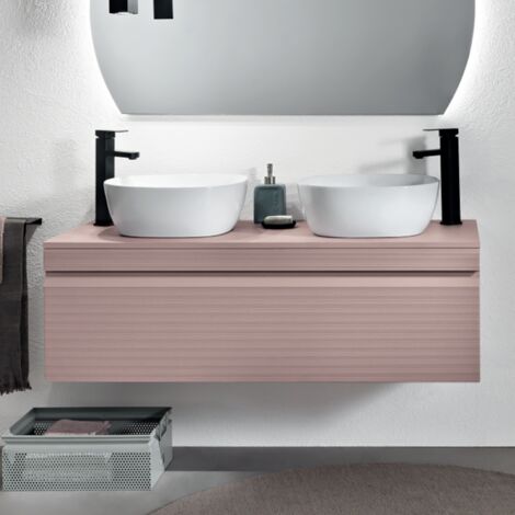 Cassetto porta lavabo in PVC 120 cm sospeso da bagno RIO Rosa Polvere