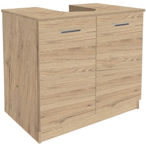 Mobile in legno bagno sottolavello copricolonna con 2 ante Quercia