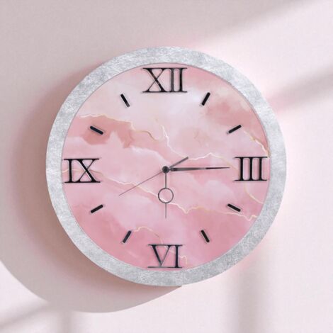GMMH Orologio Da Parete In Legno 40x40 Cm Rosa Moderno - Kit Quadro Diamanti Fai Da Te Con Pietre Acriliche - 5