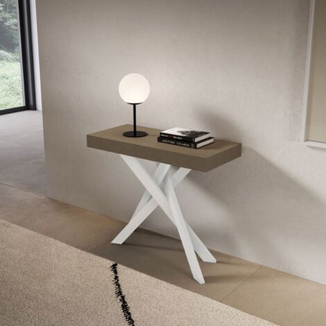 Consolle allungabile Libo - Tortora gambe bianche 90x40/300 cm