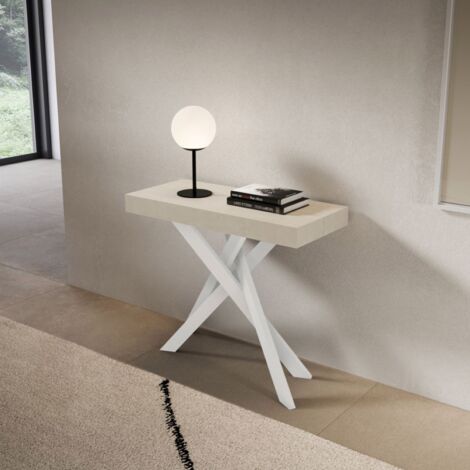Consolle allungabile Libo Small - Cashmere gambe bianche 90x40/196 cm