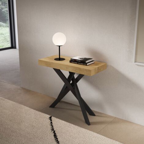 Consolle allungabile Libo Small - Quercia natura gambe antracite 90x40/196 cm