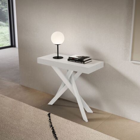 Consolle allungabile Libo Small - Bianco frassino gambe bianche 90x40/196 cm