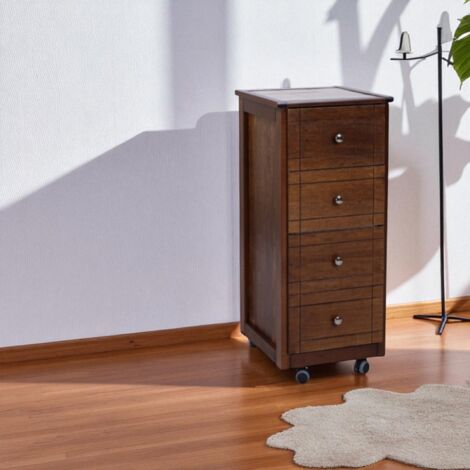 Carrello cassettiera GIADA Mini con piano in piastrelle e legno Noce
