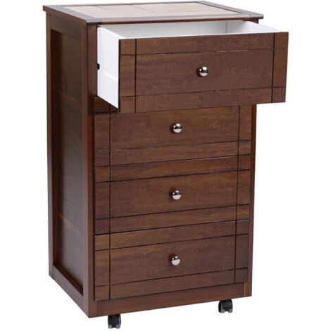 Carrello Cassettiera Giada con piano mattonelle in ceramica NOCE