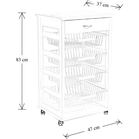 Carrello Cucina Portafrutta con Cassetto Portaoggetti NOCE