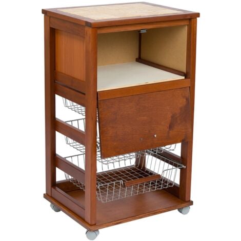 Carrello cucina portafrutta con portapane NOCE