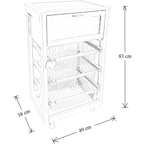 Carrello in legno portapane con cesti portafrutta LANDHELL Naturale