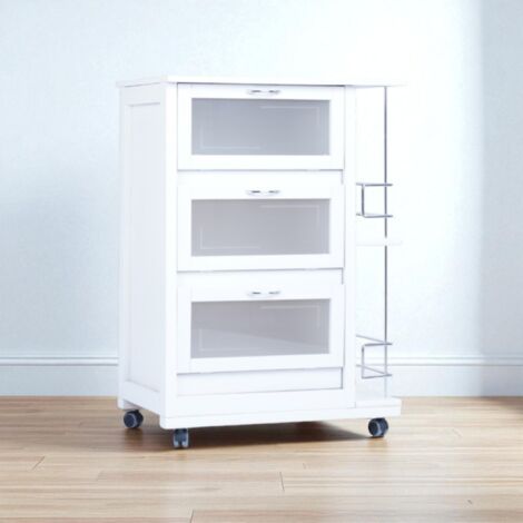 Mobile Cucina | Carrello Cucina | Porta Microonde | Bianco