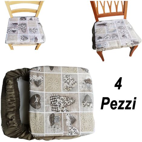 Set 4 Cuscini Coprisedia CARLOTTA Con Fascia Elastica - Tessuto Jacquard, Sfoderabili, Made In Italy (Carbone, 40x40cm) - 6